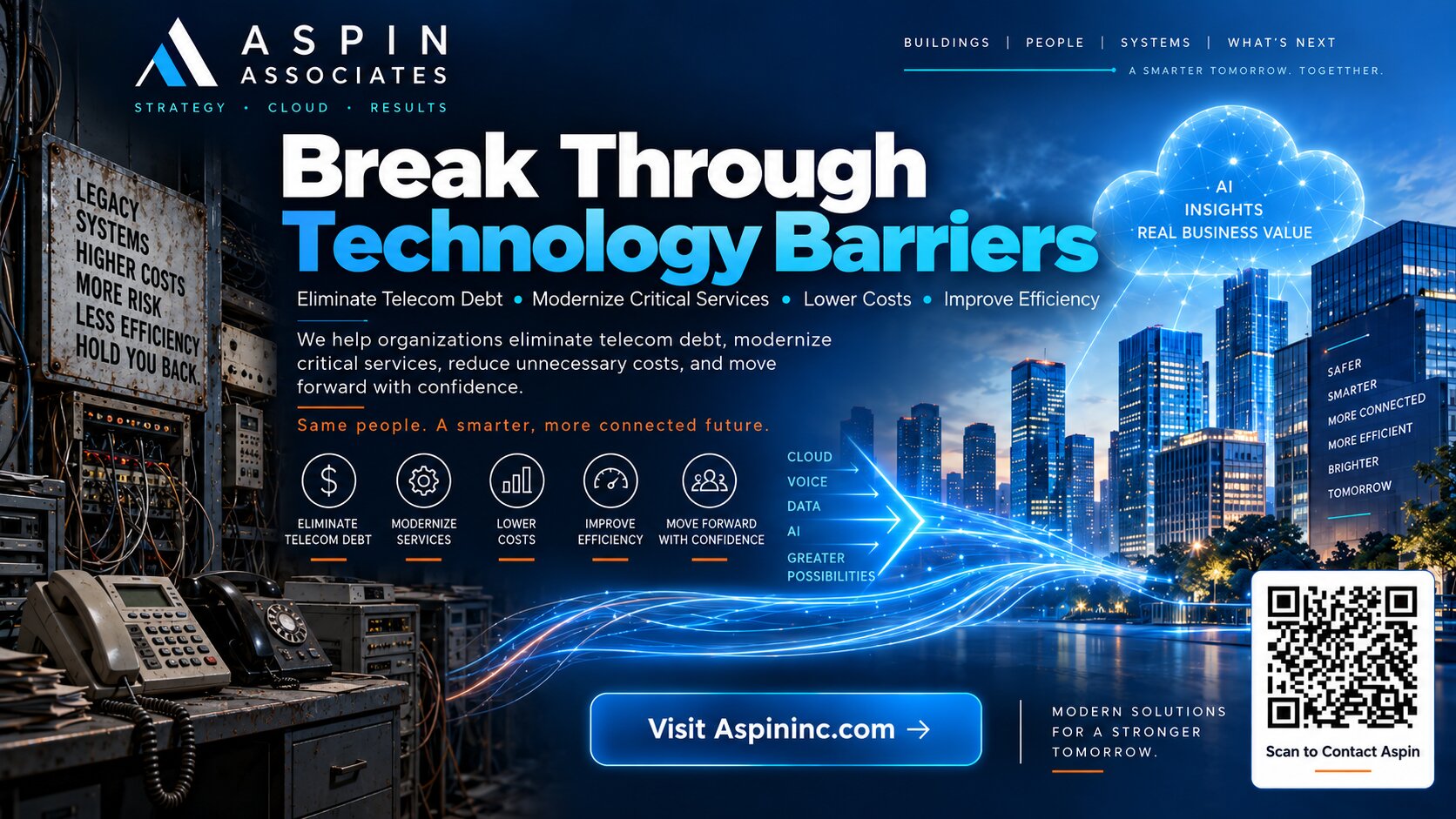 Aspin Associates - Break Through Technology Barriers. Eliminate telecom debt, modernize critical services, lower costs, improve efficiency.